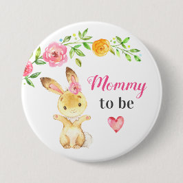 Mommy to be New Momma Bunny Rabbit Baby Shower Button
