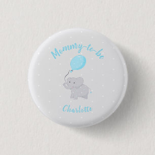 Mommy-to-be Niedlich Elephant Baby Shower Boy Button