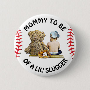 Mommy to Be of a Lil Slugger Baby Shower Button