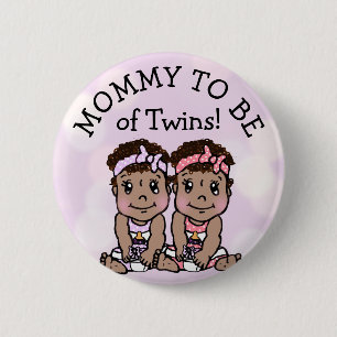 Mommy to be of Twins, Ethnic Baby Shower Button