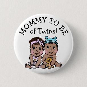 Mommy to be of Twins, Ethnic Baby Shower Button