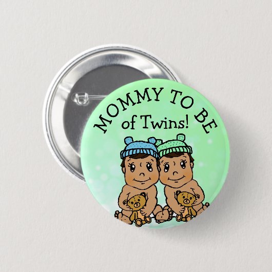 Mommy to be of Twins, Hispanic Baby Shower Button (Vorne & Hinten)