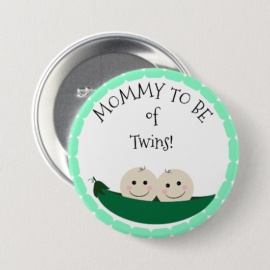 Mommy to be of Twins in Peapod Baby Showbutton Button (Vorne & Hinten)