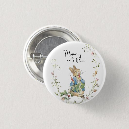 Mommy to be Peter Rabbit Wildblume WatercolButton Button (Vorne & Hinten)