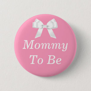 Mommy to be Pink and White Baby Shower Button