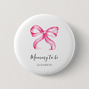 Mommy to be Pink Bow Baby Shower Elegant Button
