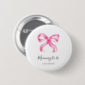 Mommy to be Pink Bow Baby Shower Elegant Button (Vorne & Hinten)