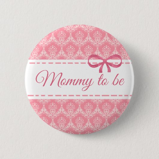 Mommy to be Pink Bow Baby Shower Taste Button (Vorderseite)