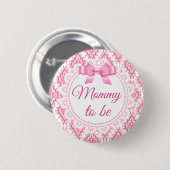 Mommy to be Pink Bow Lacey Baby Shower Button (Vorne & Hinten)