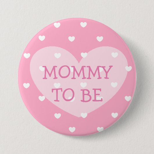 Mommy to be pink heart Shower Button (Vorderseite)