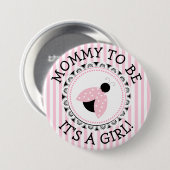 "Mommy to be" Pink Ladybug Babydusche Button (Vorne & Hinten)