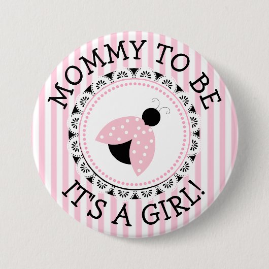 "Mommy to be" Pink Ladybug Babydusche Button (Vorderseite)