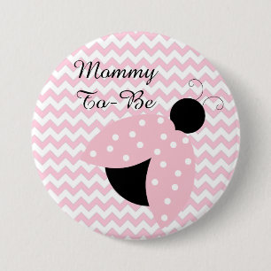 "Mommy to be" Pink Ladybug Babydusche Button