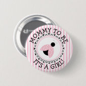 "Mommy to be" Pink Ladybug Babydusche Button (Vorne & Hinten)