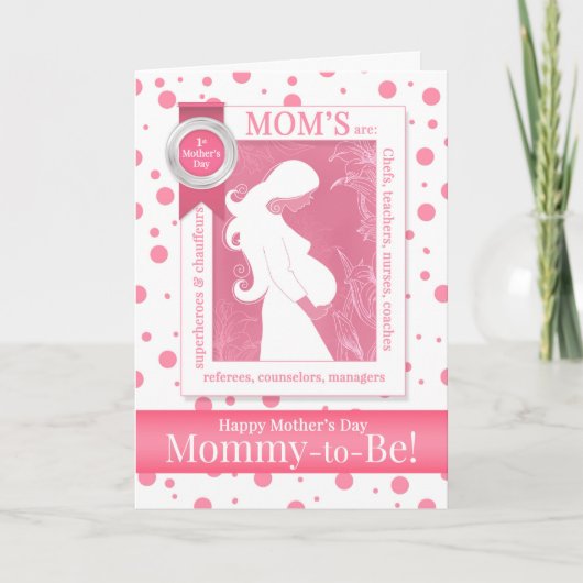 Mommy to be Pink Polka Dot Funny Mother's Day Karte (Vorderseite)