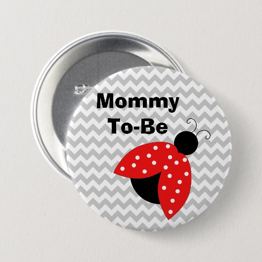 "Mommy to be" Red Ladybug Baby Showbutton Button (Vorne & Hinten)