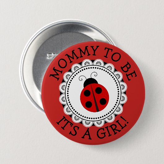 "Mommy to be" Red Ladybug Baby Showbutton Button (Vorne & Hinten)