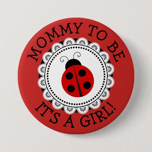 "Mommy to be" Red Ladybug Baby Showbutton Button (Vorderseite)