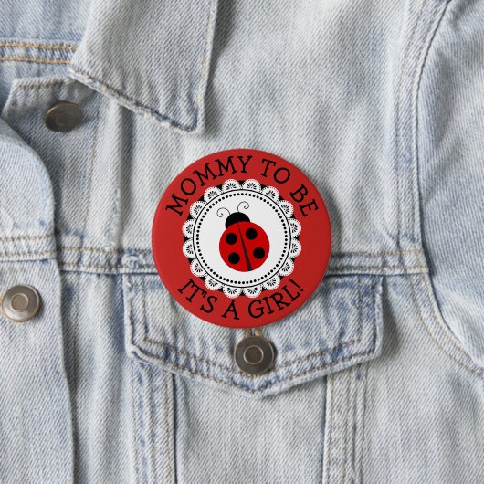 "Mommy to be" Red Ladybug Baby Showbutton Button (Beispiel)