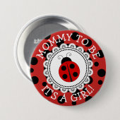"Mommy to be" Red Ladybug Baby Showbutton Button (Vorne & Hinten)