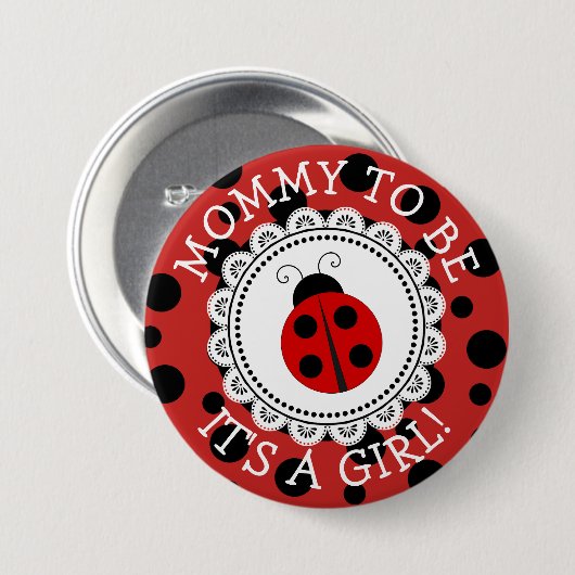 "Mommy to be" Red Ladybug Baby Showbutton Button (Vorne & Hinten)