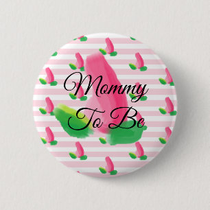 Mommy to be Rosenknospe Pink Baby Shower Button