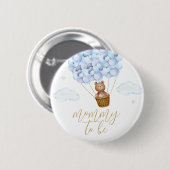 Mommy to be Teddy Bear Blue Boy Baby Dusche Button (Vorne & Hinten)