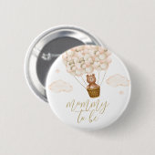 Mommy to be Teddy Bear Gold Baby Dusche Button (Vorne & Hinten)