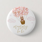 Mommy to be Teddy Bear Pink Girl Babydusche Button (Vorderseite)