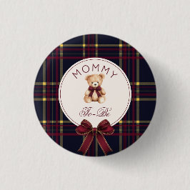 Mommy To be Wine Red Kariert Teddy Bär Button