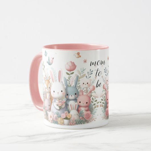 Mommy to be Woodland Animals Rosa Tasse (Vorderseite Links)