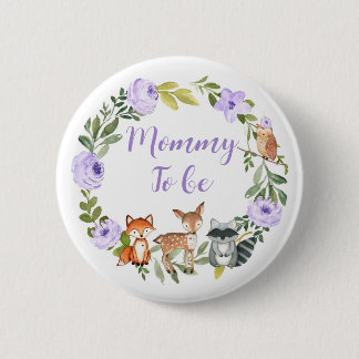 Mommy to be - Woodland baby Shower Button Lilac
