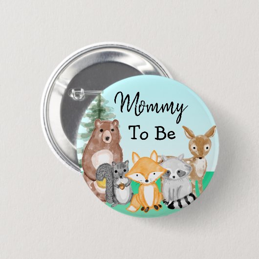Mommy To Be | Woodland Creatures Baby Shower Button (Vorne & Hinten)