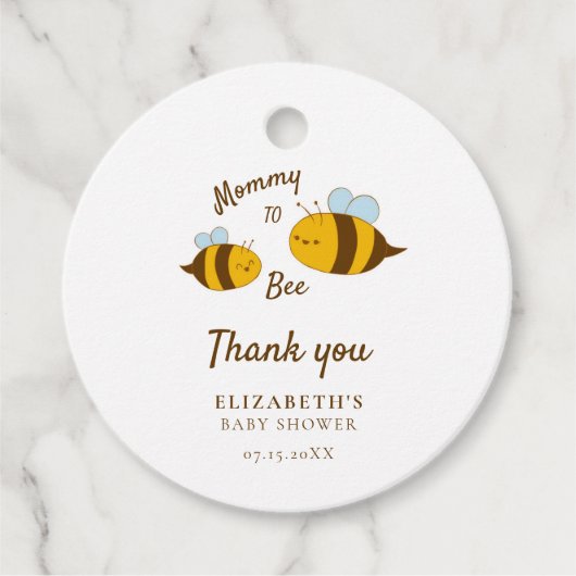 Mommy to Bee Baby Dusche Danke Niedlich Gelb Geschenkanhänger (Vorderseite)
