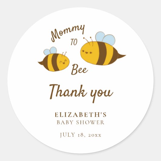 Mommy to Bee Baby Dusche Danke Niedlich Gelb Runder Aufkleber (Vorderseite)