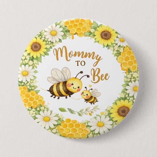 Mommy to Bee Baby Shower Button (Vorderseite)