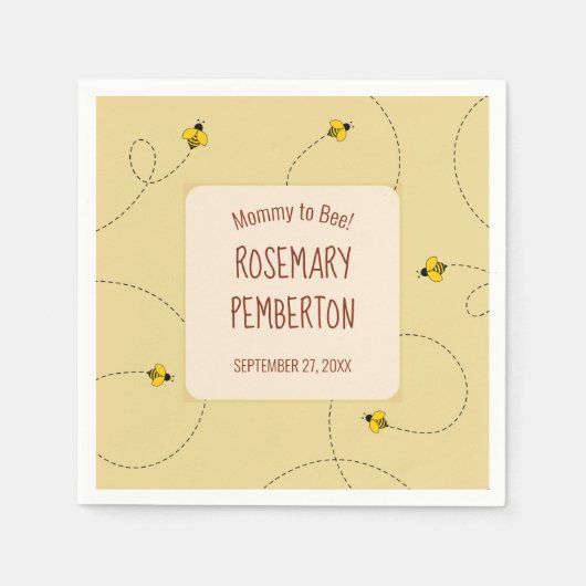 Mommy to Bee Baby Shower Buzzing Bienen Gold Serviette (Vorderseite)