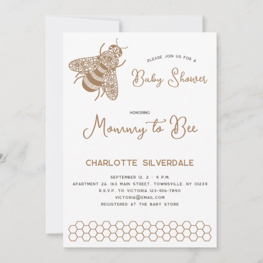 Mommy to Bee Baby Shower Einladung (Vorderseite)