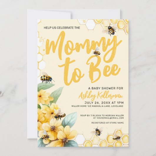 Mommy to BEE Baby Shower Einladung (Vorderseite)