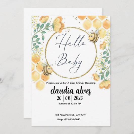 Mommy to Bee Baby Shower Invitation Einladung (Vorne/Hinten)
