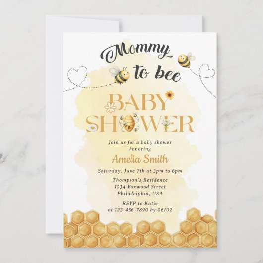 Mommy To Bee Baby Shower Invitation Einladung (Vorderseite)
