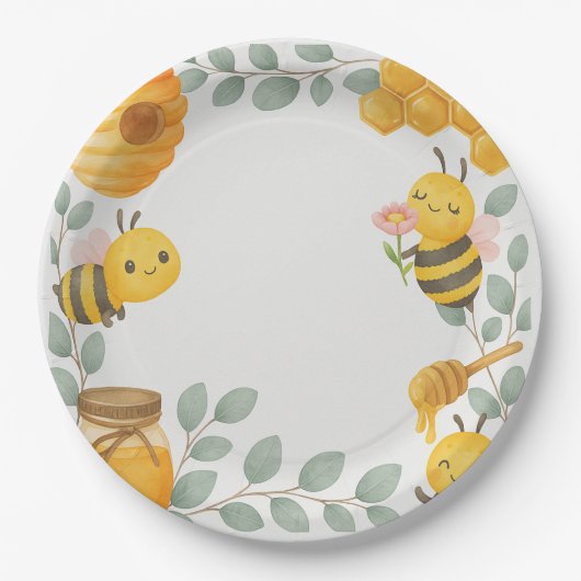 Mommy to Bee Baby Shower Paper Plates Pappteller (Vorderseite)