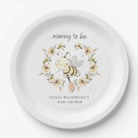 Mommy To Bee Baby Shower  Pappteller (Vorderseite)