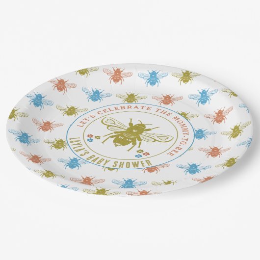 Mommy to Bee Baby Shower Pappteller (Schrägansicht)