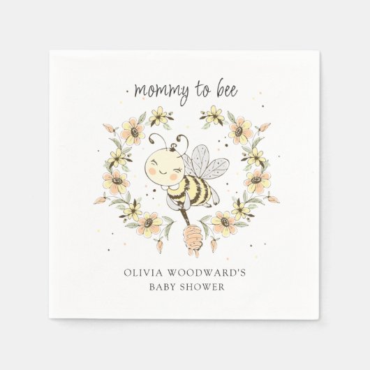 Mommy To Bee Baby Shower  Serviette (Vorderseite)