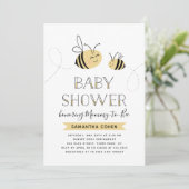 Mommy-to-Bee | Babydusche | Gelb Einladung (Stehend Vorderseite)
