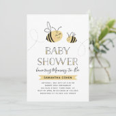 Mommy-to-Bee | Babyparty | Gelb Einladung (Stehend Vorderseite)