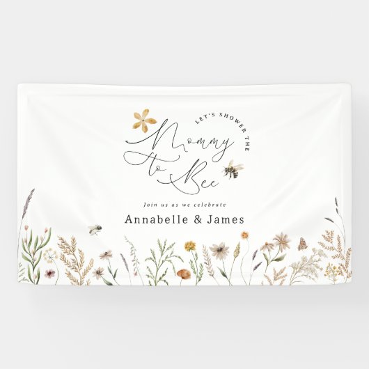 Mommy to Bee Boho Wildblume Bee Theme Verlobung Banner (Horizontal)
