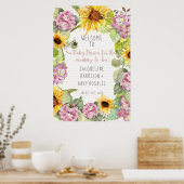 Mommy to Bee Bumblebee Sonnenblume Pink Hydrangeas Poster (Küche)