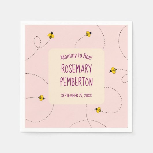 Mommy to Bee Buzzing Bienen Pink Baby Dusche Serviette (Vorderseite)